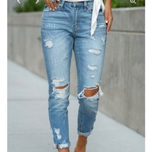 KanCan Jeans Distressed Relaxed Fit Boyfriend Denim‎ Size 27